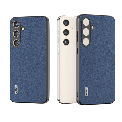 Samsung Galaxy S24+ 5G ABEEL Genuine Leather + PC Litchi Texture Phone Case - Blue