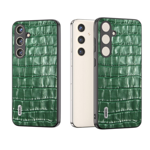 Samsung Galaxy S24+ 5G ABEEL Crocodile Texture Genuine Leather Phone Case - Green