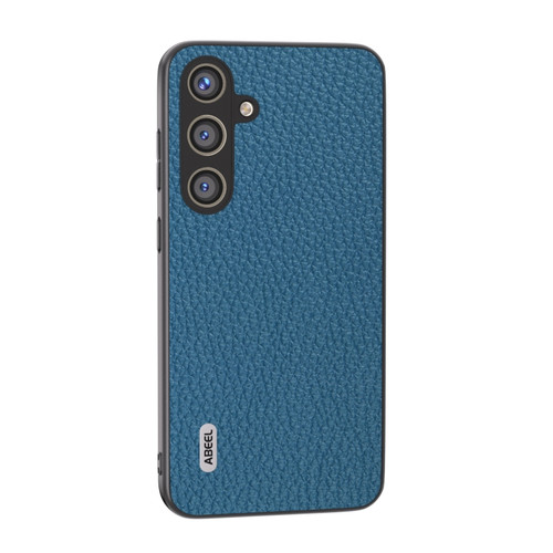 Samsung Galaxy S24+ 5G ABEEL Genuine Leather Litchi Texture Phone Case - Blue