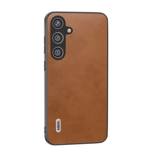 Samsung Galaxy S24+ 5G ABEEL Dual Color Cowhide Texture PU Phone Case - Brown