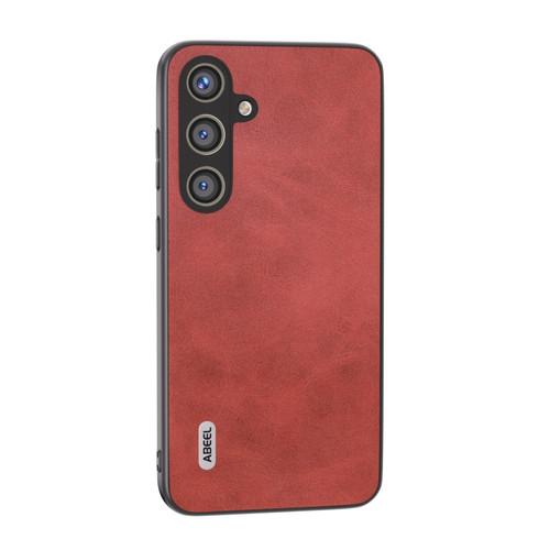 Samsung Galaxy S24+ 5G ABEEL Dual Color Cowhide Texture PU Phone Case - Red