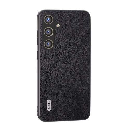 Samsung Galaxy S24+ 5G ABEEL Dual Color Lichi Texture PU Phone Case - Black