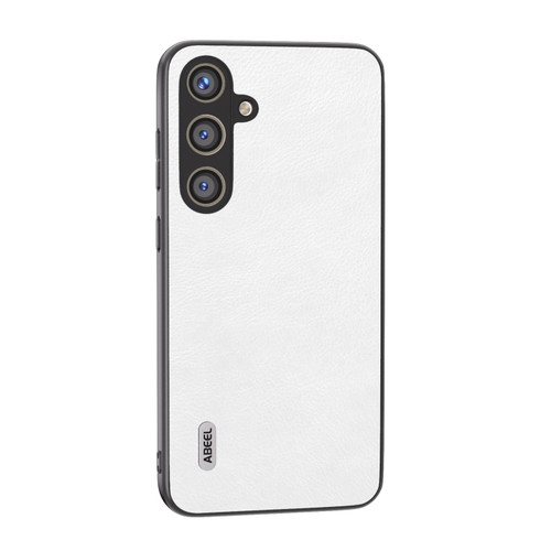 Samsung Galaxy S24+ 5G ABEEL Dual Color Lichi Texture PU Phone Case - White