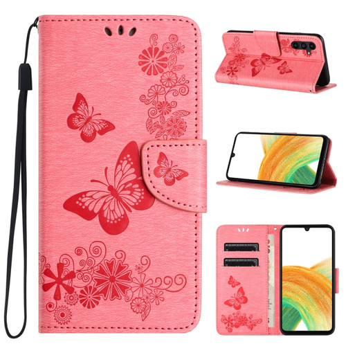 Samsung Galaxy S24+ 5G Butterfly Embossed Flip Leather Phone Case - Pink