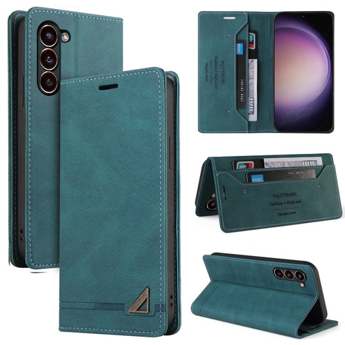 Samsung Galaxy S24+ 5G Skin Feel Anti-theft Brush Horizontal Flip Leather Case with Holder - Blue