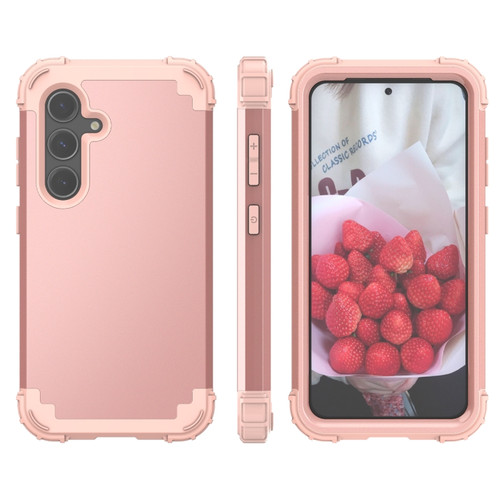 Samsung Galaxy S24+ 5G 3 in 1 Silicone Hybrid PC Shockproof Phone Case - Rose Gold