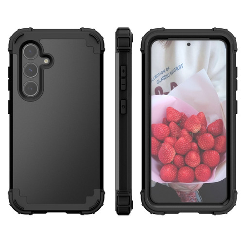 Samsung Galaxy S24+ 5G 3 in 1 Silicone Hybrid PC Shockproof Phone Case - Black