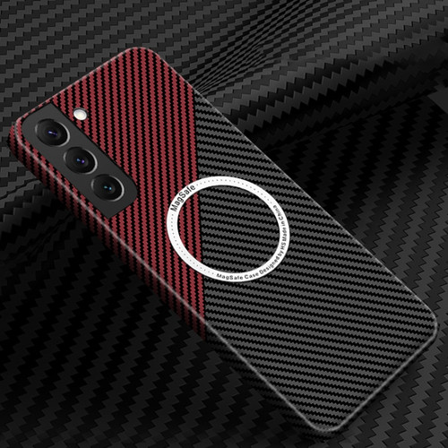 Samsung Galaxy S24+ 5G Carbon Fiber Texture MagSafe Magnetic Phone Case - Black Red