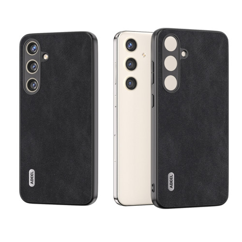 Samsung Galaxy S24+ 5G ABEEL Elegant Series PU Leather Black Edge Phone Case - Black