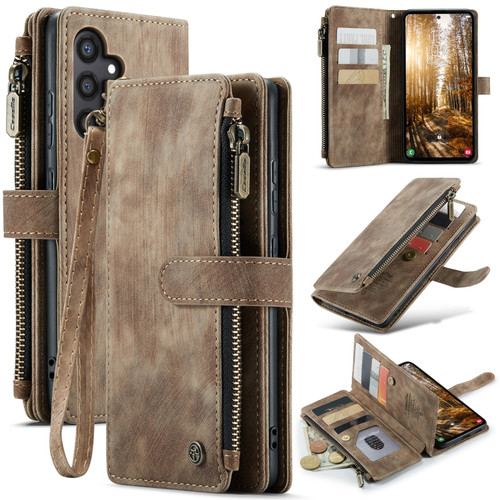 Samsung Galaxy S24+ 5G CaseMe C30 Multifunctional Card Slots Zipper Phone Leather Phone Case - Brown