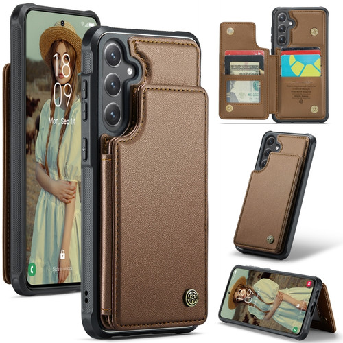 Samsung Galaxy S24+ 5G CaseMe C22 PC+TPU Business Style RFID Anti-theft Leather Phone Case - Brown