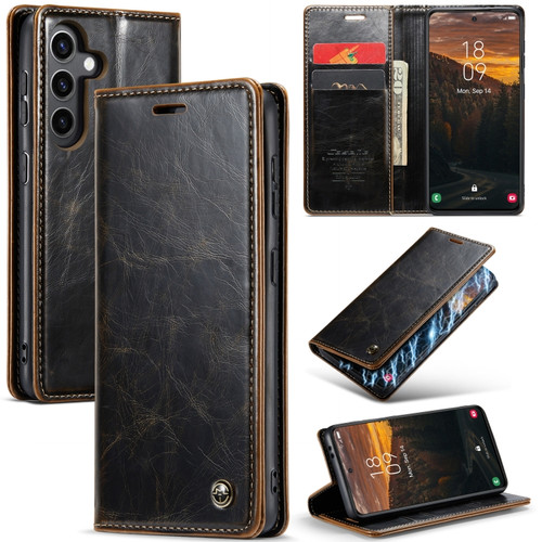 Samsung Galaxy S24+ 5G CaseMe-003 PU + PC Business Style Crazy Horse Texture Leather Phone Case - Coffee