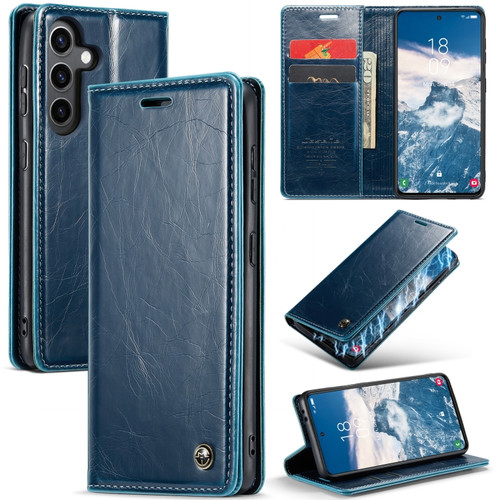 Samsung Galaxy S24+ 5G CaseMe-003 PU + PC Business Style Crazy Horse Texture Leather Phone Case - Blue Green