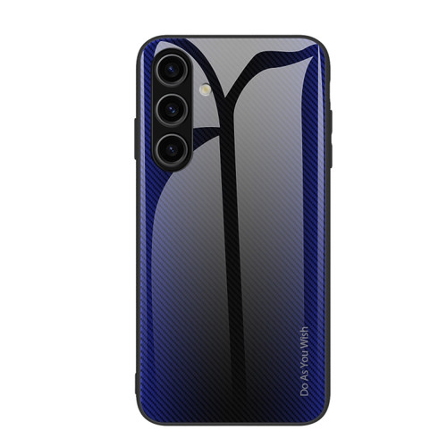Samsung Galaxy S24+ 5G Texture Gradient Glass TPU Phone Case - Dark Blue