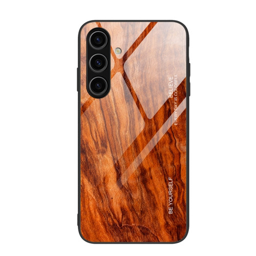 Samsung Galaxy S24+ 5G Wood Grain Glass Phone Case - Light Brown