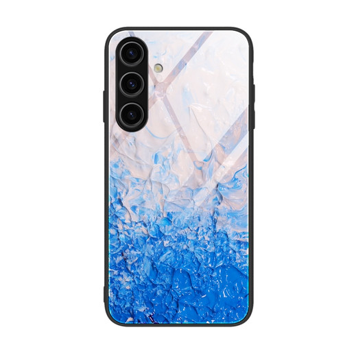 Samsung Galaxy S24+ 5G Marble Pattern Glass Protective Phone Case - Ocean Waves