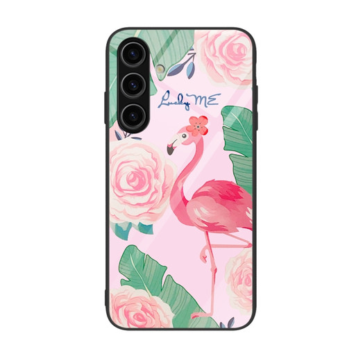 Samsung Galaxy S24+ 5G Colorful Painted Glass Phone Case - Flamingo
