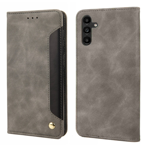 Samsung Galaxy S24+ 5G Skin Feel Splicing Leather Phone Case - Grey