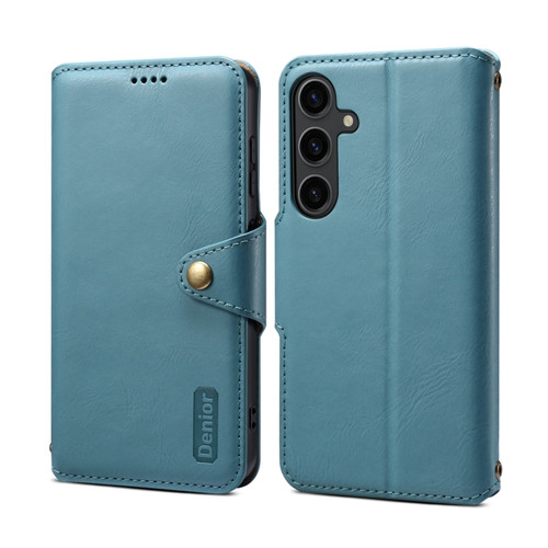 Samsung Galaxy S24+ 5G Denior Cowhide Texture Wallet Style Leather Phone Case - Blue