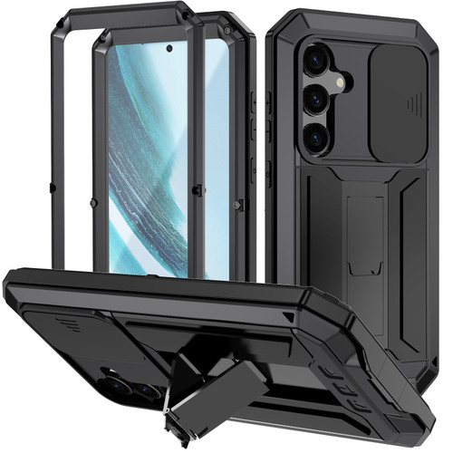 Samsung Galaxy S24+ 5G R-JUST Sliding Camera Life Waterproof Holder Phone Case - Black