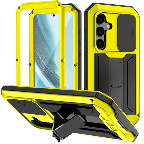 Samsung Galaxy S24+ 5G R-JUST Sliding Camera Life Waterproof Holder Phone Case - Yellow
