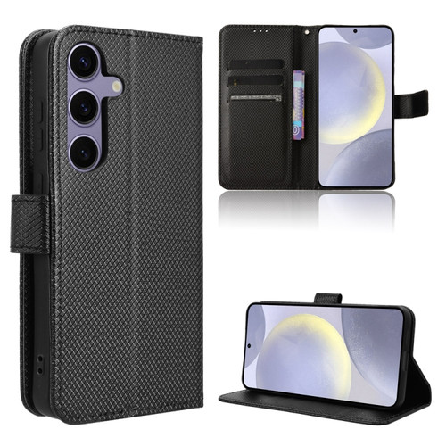 Samsung Galaxy S24+ 5G Diamond Texture Leather Phone Case - Black