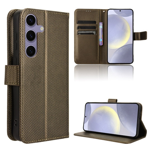 Samsung Galaxy S24+ 5G Diamond Texture Leather Phone Case - Brown