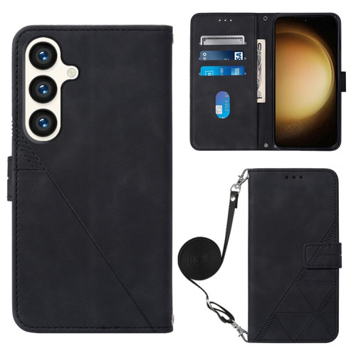 Samsung Galaxy S24+ 5G Crossbody 3D Embossed Flip Leather Phone Case - Black