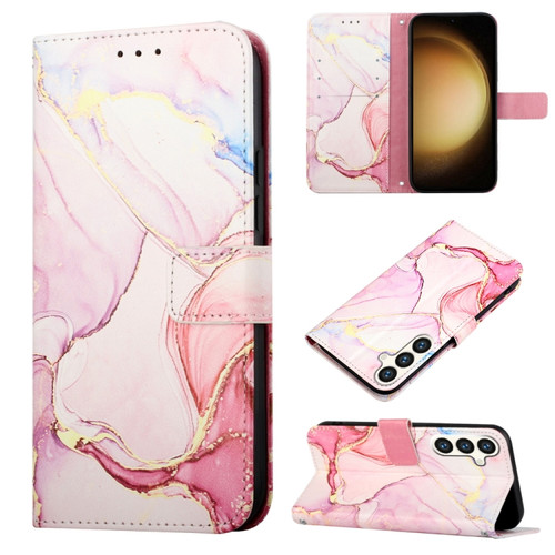 Samsung Galaxy S24+ 5G PT003 Marble Pattern Flip Leather Phone Case - Rose Gold