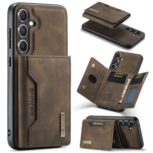 Samsung Galaxy S24+ 5G DG.MING M2 Series 3-Fold Multi Card Bag + Magnetic Phone Case - Coffee