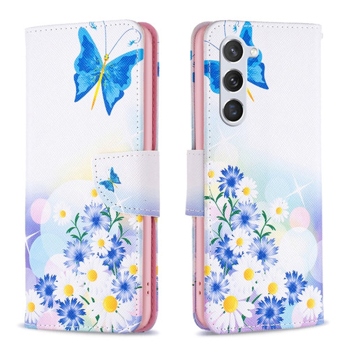 Samsung Galaxy S24 5G Colored Drawing Pattern Leather Phone Case - Butterfly Love