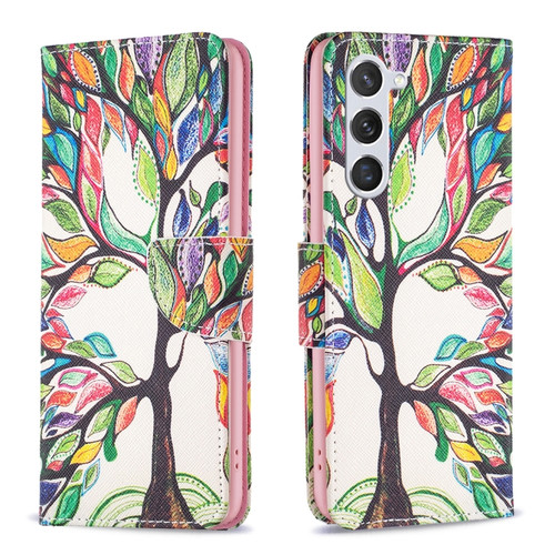 Samsung Galaxy S24 5G Colored Drawing Pattern Leather Phone Case - Tree Life