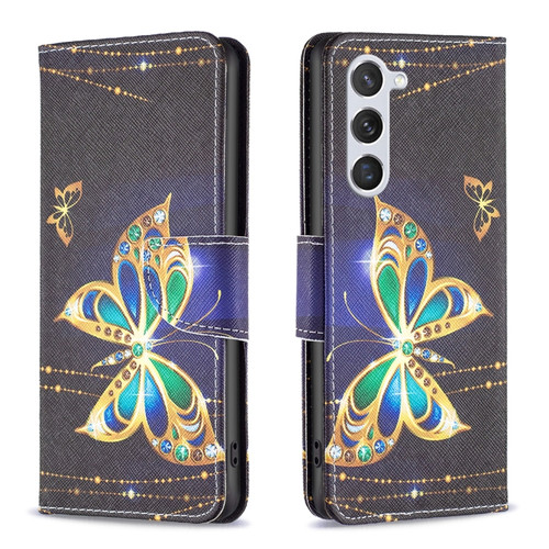 Samsung Galaxy S24 5G Colored Drawing Pattern Leather Phone Case - Big Butterfly