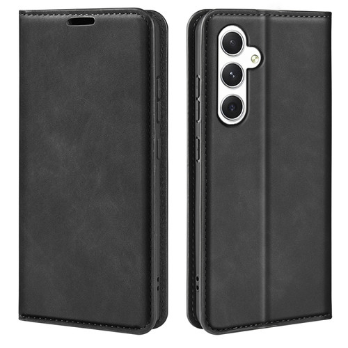 Samsung Galaxy S24 5G Retro-skin Magnetic Suction Leather Phone Case - Black