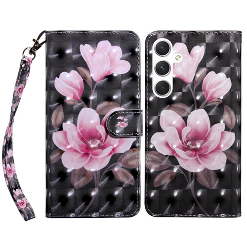 Samsung Galaxy S24 5G 3D Painted Leather Phone Case - Pink Flower