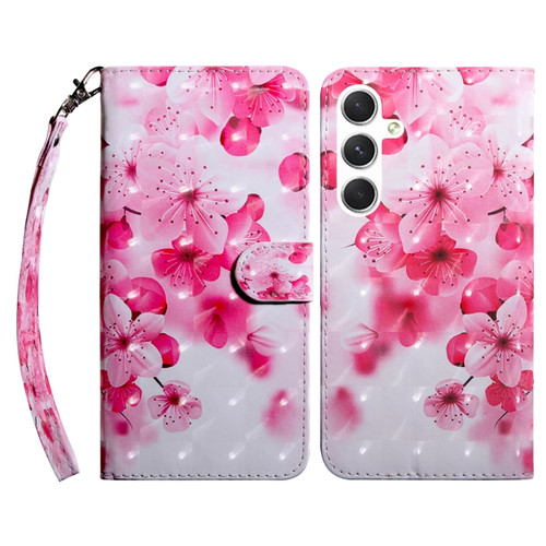 Samsung Galaxy S24 5G 3D Painted Leather Phone Case - Red Flower