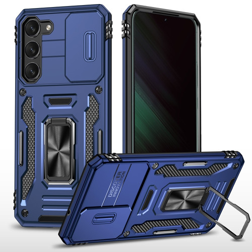 Samsung Galaxy S24 5G Armor PC + TPU Camera Shield Phone Case - Navy Blue