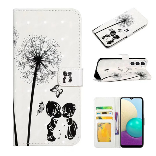 Samsung Galaxy S24 5G Oil Embossed 3D Drawing Leather Phone Case - Couple Dandelion