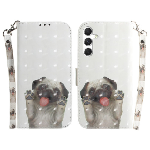 Samsung Galaxy S24 5G 3D Colored Horizontal Flip Leather Phone Case - Pug