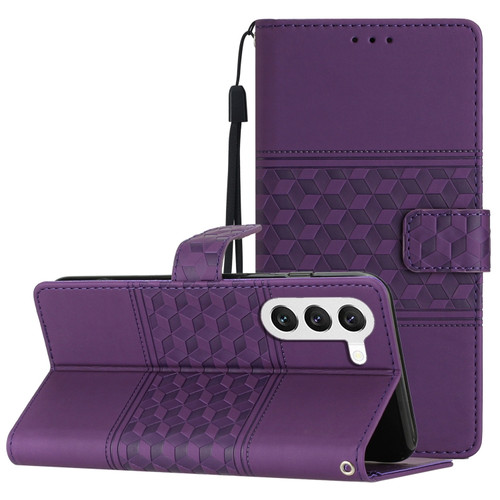 Samsung Galaxy S24 5G Diamond Embossed Skin Feel Leather Phone Case - Purple