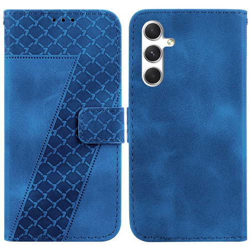Samsung Galaxy S24 5G 7-shaped Embossed Leather Phone Case - Blue