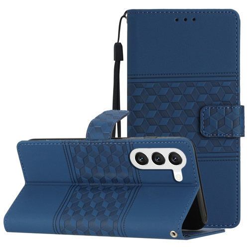 Samsung Galaxy S24 5G Diamond Embossed Skin Feel Leather Phone Case - Dark Blue