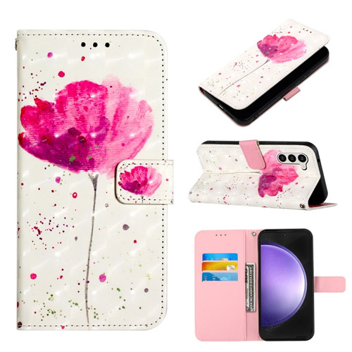 Samsung Galaxy S24 5G 3D Painting Horizontal Flip Leather Phone Case - Flower