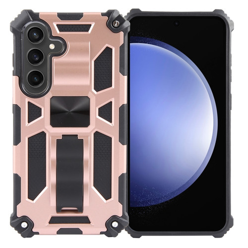 Samsung Galaxy S24 5G Armor Shockproof TPU + PC Magnetic Phone Case with Holder - Rose Gold