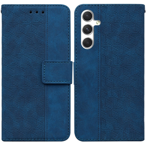 Samsung Galaxy S24 5G Geometric Embossed Leather Phone Case - Blue