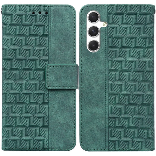 Samsung Galaxy S24 5G Geometric Embossed Leather Phone Case - Green