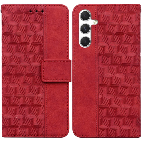 Samsung Galaxy S24 5G Geometric Embossed Leather Phone Case - Red