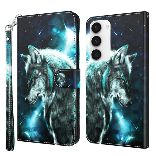 Samsung Galaxy S24 5G 3D Painting Pattern Flip Leather Phone Case - Wolf