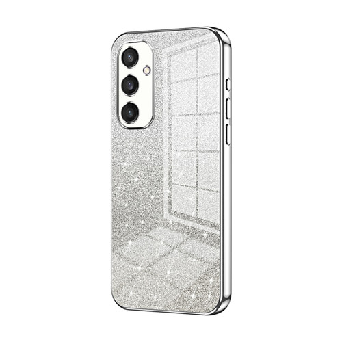 Samsung Galaxy S24 5G Gradient Glitter Powder Electroplated Phone Case - Silver