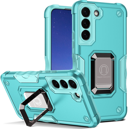 Samsung Galaxy S24 5G Non-slip Shockproof Armor Phone Case with Ring Holder - Mint Green